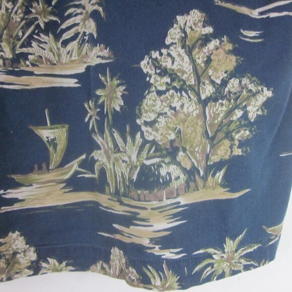 Pau Hana Mens Navy Blue Aloha Vintage Hawaiian Short Slv Shirt Size M 44" Chest - Picture 5 of 8